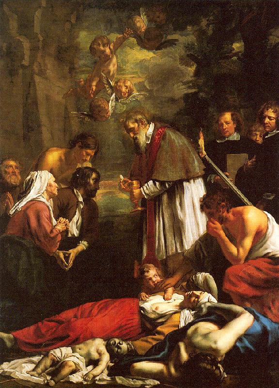 Oost, Jacob van the Younger St. Macaire of Ghent Tending the Plague-Stricken oil painting image